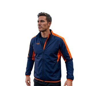 Boombah Mens Windbreaker Jacket Large Navy Blue Outdoors Full Zip Standup Collar